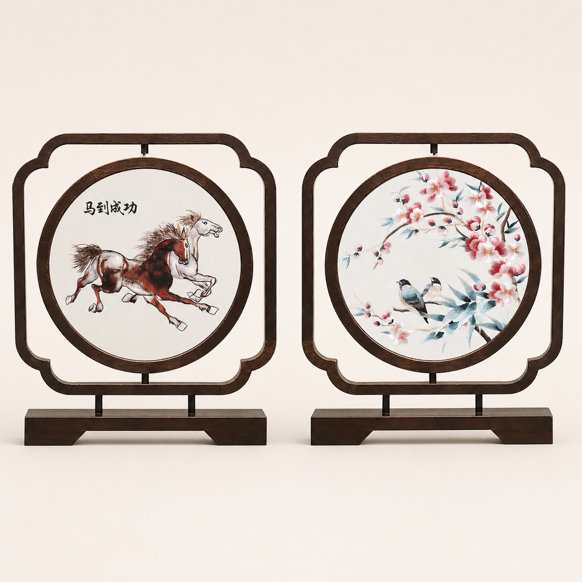 Handmade Double-Sided Su Embroidery Table Screen