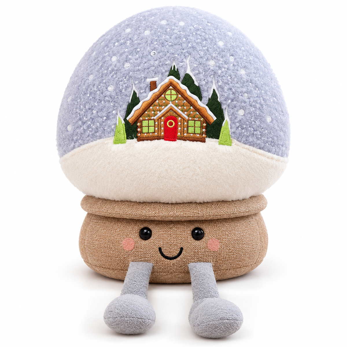 Christmas Tree Plush Cushion with Cartoon Eyes