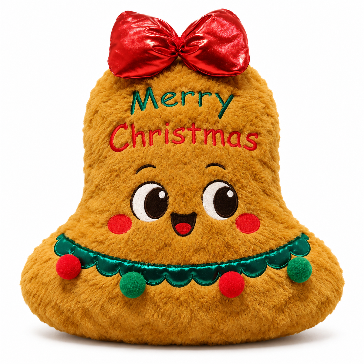 Christmas Tree Plush Cushion with Cartoon Eyes